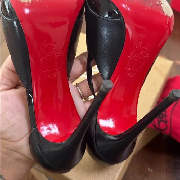 Christian Louboutin Crissos 100 Patent & Nappa Shiny Leather Pump Size 41.5 - Picture 13 of 14